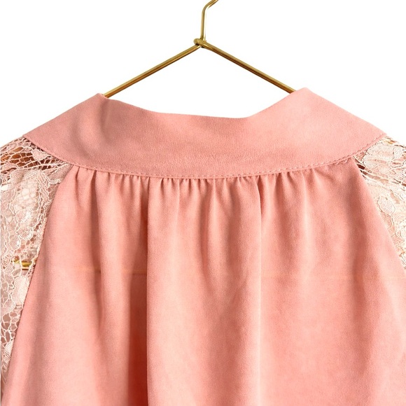 Soft Feminine Romantic Lace Sleeve - Balletcore Blouse - Dusty Pink - Size L - Picture 3 of 5